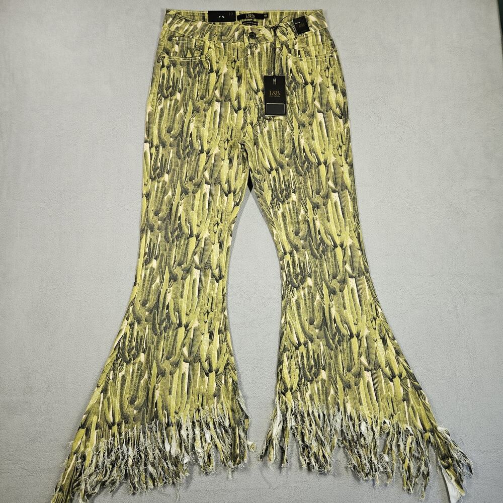 L&B Lucky Blessed High Rise Flare Jeans Womens Sz 10 Cactus Western Cowgirl Fest